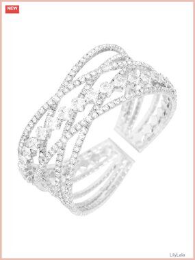 Rhinestone Cuff Bracelet Multilayer Stackable Adjustable Bridal Jewelry